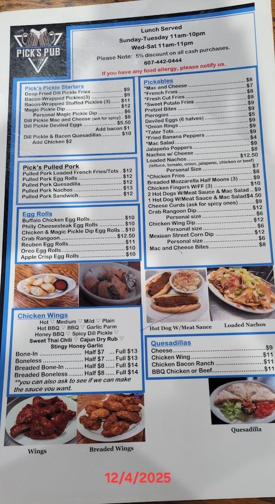 Pick's Pub Menu image 1
