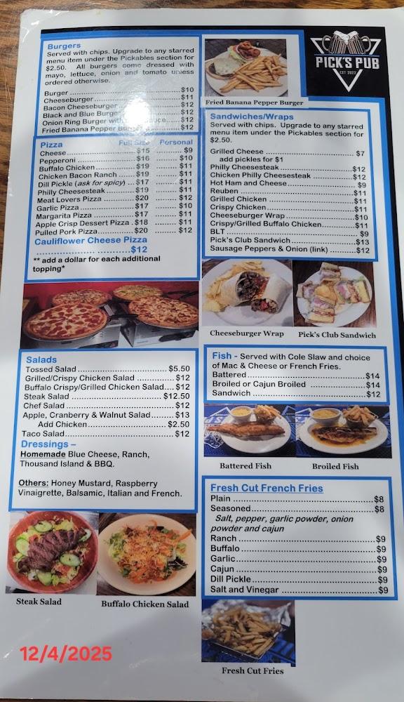 Pick's Pub Menu image 2